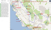 1 - mapa cesty - Kalifornie 
